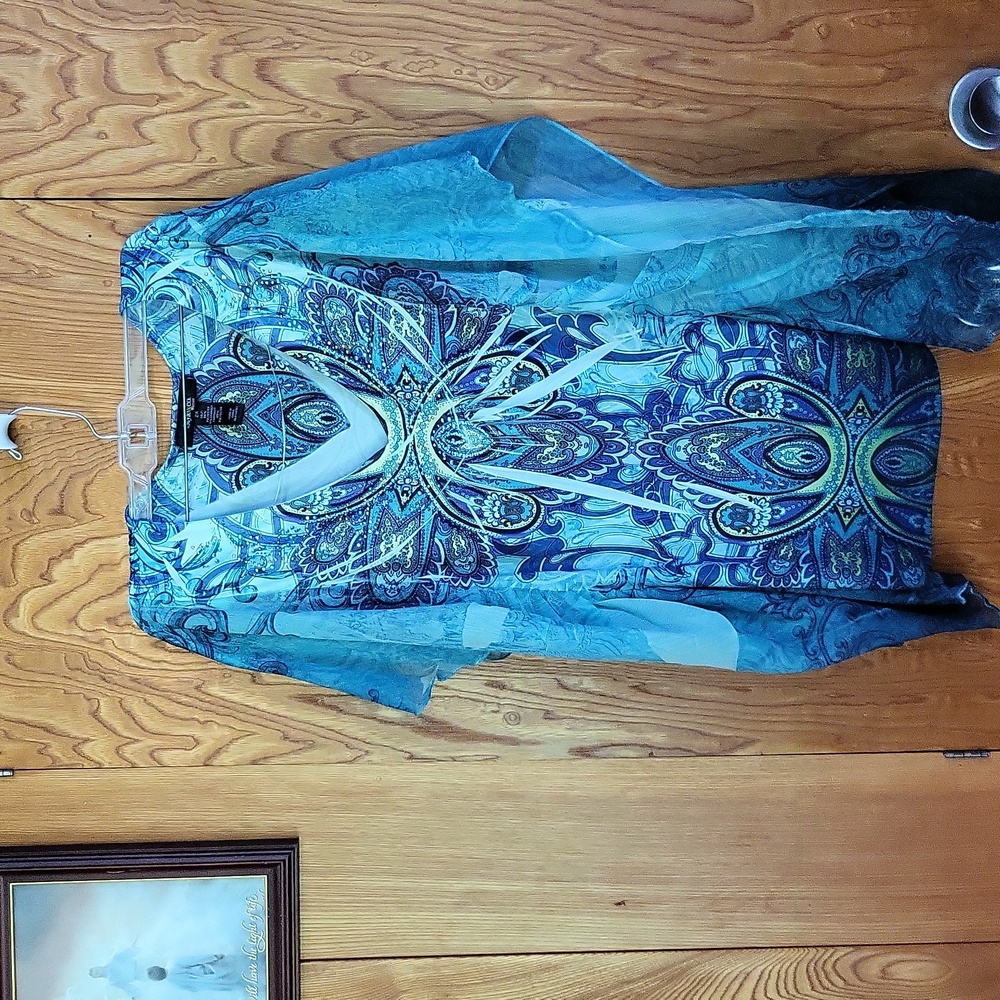 Style & Co blue paisley sleeveless blouse